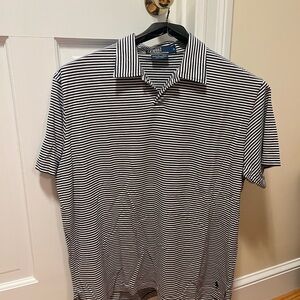 Ralph Lauren Navy and White Striped Polo Shirt